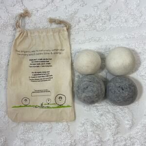 FLUFFIES 4 Extra Large Wool Dryer Balls 100% Organic New Zeeland Sheep Wool